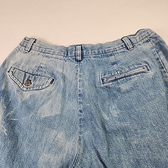 VTG Ralph Lauren Country Pleated Front Distressed Denim Jeans Shorts Size 12 Y2K - Picture 10 of 12